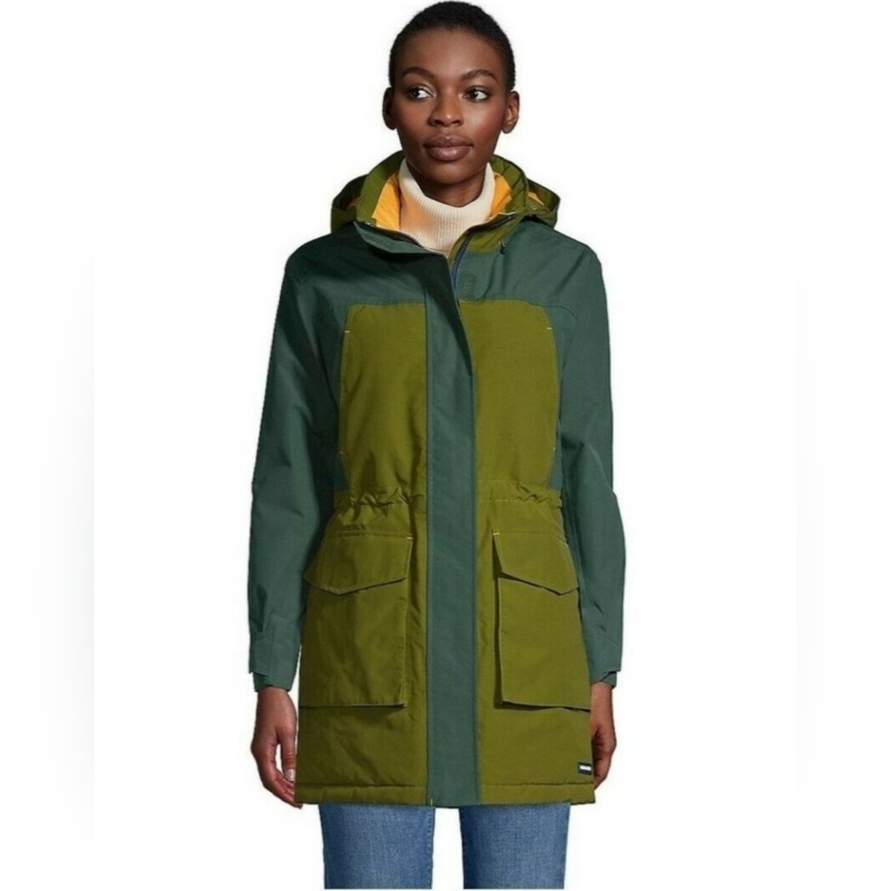 Lands End Squall Waterproof Insulated Green Hooded Parka Women's size LA…